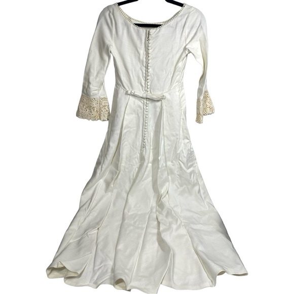 Alfred Angelo Vintage 60s? Wedding Dress Empire Waist Button-Up Union Tag XS - Picture 11 of 13